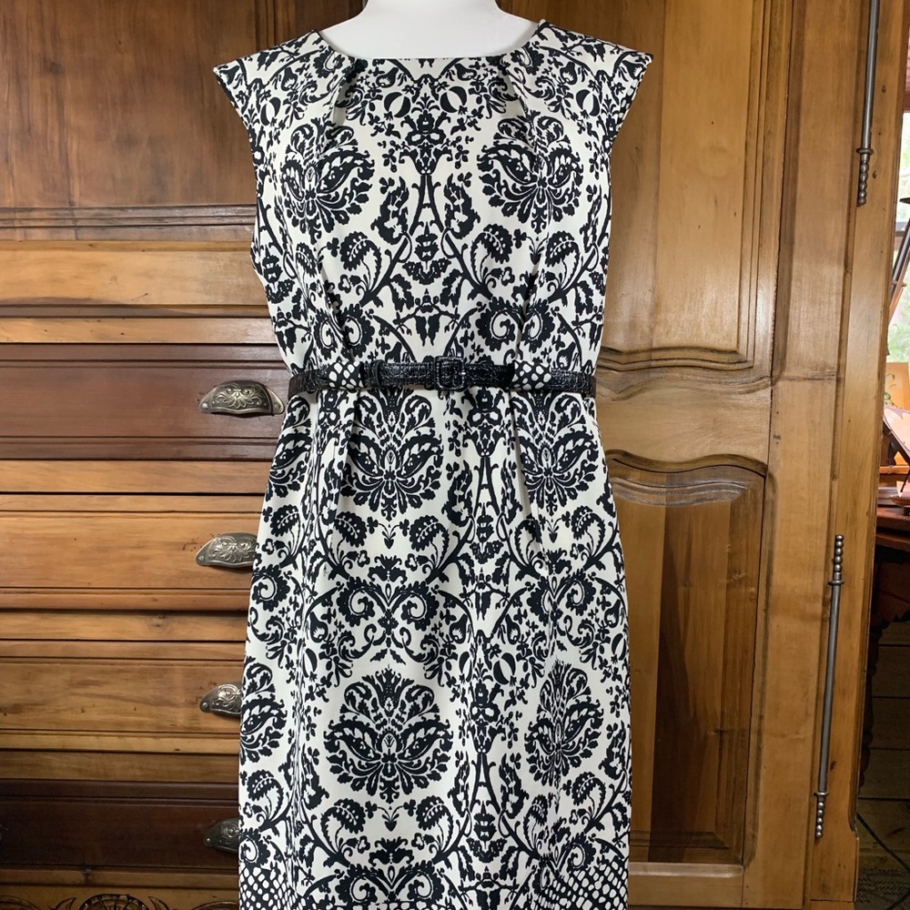 Emma & Michele Black and White Damask Dress